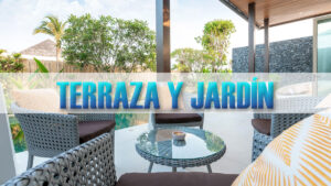 terraza y jardín